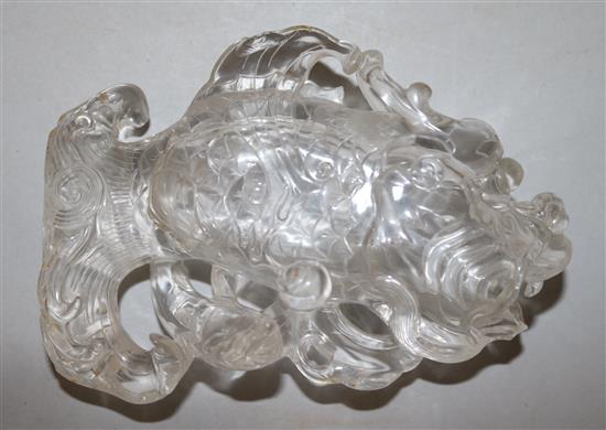 A Chinese rock crystal fish-dragon vase, 19th/20th century, 12.5cm